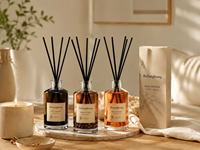 Logo personnalisable 200ml Bouteille d'aromathérapie ronde en verre de luxe Cylindre vide avec quantité minimale de commande bâton 100pcs