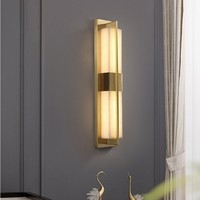 Lampe murale LED en acier inoxydable et marbre de style chinois moderne pour salon, fond de télévision, chambre à coucher, couloir - Design haut de gamme