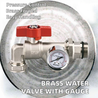 Vanne de régulation d'eau manuelle en laiton DunYun avec manomètre, structure à bille, raccord BSP/NPT, débit de 1 à 100 L/min, OEM