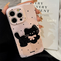 Étui de protection pour téléphone portable souple style film, motif pois inspiré d'Instagram, style coréen, pour iPhone 16/15 Pro Max/13/17