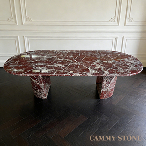 Lussuoso Set da Pranzo in Marmo Rosa Levanto Stile Retrò con Luce Naturale <span class=keywords><strong>per</strong></span> Cucina e Hotel, Piano Ovale Ecologico - Product Image 1