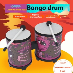 Indiano Orff Bongo Mão Tambor De Madeira Instrumento Musical Africano Atacado Fornecimento - Product Image 2