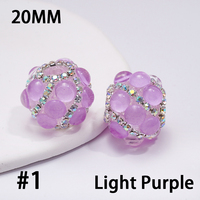 Perles rondes œil de chat néon artisanales incrustées de strass AB, chaîne en demi-coquille transparente 20 mm, perles en vrac, accessoires de loisirs créatifs
