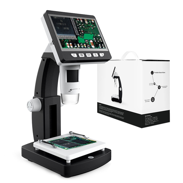 Support 4.3-Inch LCD Microscope Full HD Digital Microscope 1000X Magnification up to 64GB Memory Card