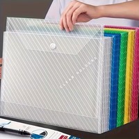 Pochette de rangement A4 personnalisée en plastique transparent à motif sergé, grande capacité, avec soufflet extensible et bouton-pression