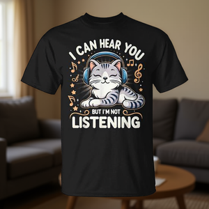 Je peux entendre votre voix, mais je ne vous écoute pas - T-shirt Chat avec écouteurs - Product Image 3