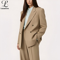 Blazer sur mesure pour femme, coupe longue, à manches longues, revers pointus, tissé structuré, coupe oversize, pour le bureau, le travail, décontracté, formel, quotidien