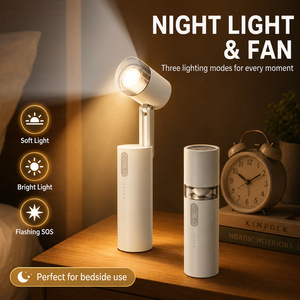 Mini ventilateur pliable portatif avec lumière LED, rechargeable par USB, grande autonomie, moteur sans balais, mini ventilateur portable avec lumière LED - Product Image 4