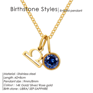 Collar con Piedra de Nacimiento de los 12 Signos del Zodiaco, Juego de Collares de Acero Inoxidable, Collar con Colgante DIY, Regalo de Aniversario o Cumpleaños para Mujer - Product Image 4