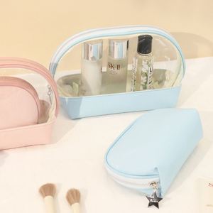 Trousse de maquillage semi-circulaire en PVC imprimé, deux pièces, grande capacité, idéale pour les voyages - Product Image 3