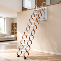 Escalier de grenier télescopique mural en acier au carbone, résistant à la rouille, pliable, pour villa et immeuble duplex