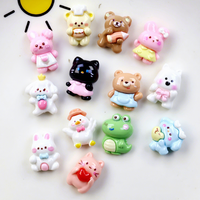 Collection d'animaux miniatures tout-en-un en résine crème, accessoires pour la technique de goutte d'huile DIY pour coques de téléphone et pinces à cheveux