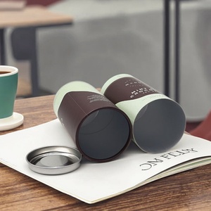 Eco-Friendly Aluminum <b>Foil</b> Lining Circular Paper <b>Containers</b> Packaging Coffee Tea Matcha Powder Soybean Milk Powder With Iron Lid - Product Image 1