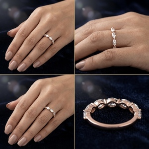 Bague de mariage luxueuse en diamant taille marquise en or rose 18 carats pour femme, élégant bijou de mariée, cadeau - Product Image 3