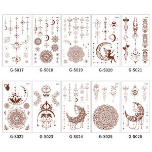 Juego <span class=keywords><strong>de</strong></span> 10 Pegatinas <span class=keywords><strong>de</strong></span> Tatuaje <span class=keywords><strong>de</strong></span> Henna para <span class=keywords><strong>Manos</strong></span>, Diseño <span class=keywords><strong>de</strong></span> Luna Pintada a Mano, Color Marrón, Resistentes al Agua, para Hombres y Mujeres - Product Image 2