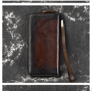 AndoBag Cartera Larga Retro de Cuero Vacuno Genuino para Hombre, Bolso de Mano Multifuncional con Múltiples Compartimentos - Product Image 4