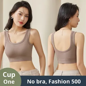 Kadın rahat dikişsiz yastıklı sütyen nefes anti-pozlama yelek seksi güzel arka telsiz tüp üst çok yönlü için - Product Image 2