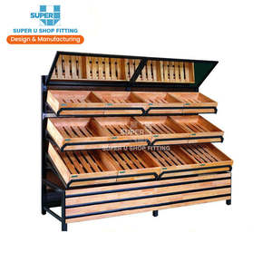 Exhibidor de Frutas de Madera para Supermercado, Exhibidor de Frutas y Verduras para <span class=keywords><strong>Megastore</strong></span>, Exhibidor de Verduras Frescas y Secas para Tienda de Abarrotes - Product Image 3