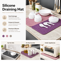 Tapis de drainage de cuisine en silicone LVYIN, rectangulaire, ondulé, écologique, style vintage, antidérapant, pour planche à découper et table à manger, isolant