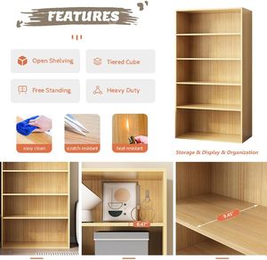 Estantería Abierta para Sala de Estar y Archivador para Oficina en Casa, Librería de Madera de <span class=keywords><strong>Dos</strong></span> Niveles - Product Image 4