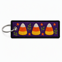 Porte-clés personnalisé en tissu brodé avec logo, motif sorcière d'Halloween, breloque effrayante, cordon, cadeau en gros