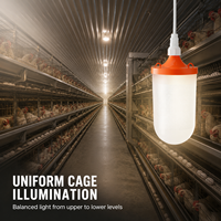 Luz LED Impermeable IP67 para Jaulas de Aves de Corral, 10W 48V DC, Regulable, Sin Parpadeo, Iluminación para Gallineros en Granjas de Pollos de Engorde y Ponedoras Húmedas