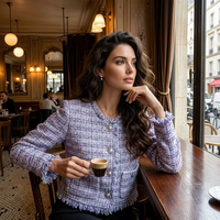 Veste de Costume Élégante Faite Main en Laine Grossière à Carreaux, Simple Boutonnage, Brillante, Collection Printemps 2026 Haut de Gamme