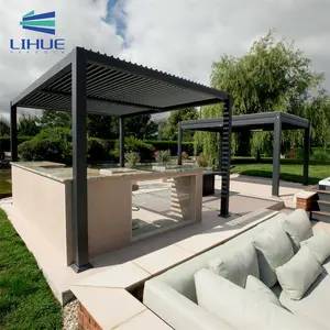 Luxury Pergola Waterproof Modern Design Patio Roof Motorized Aluminum Garden Pergola Swimming Pool Backyard Gazebo