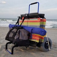 Chariots de pêche utilitaires pliants en aluminium Caddy Beach Carts Trolley with Balloon Wheels