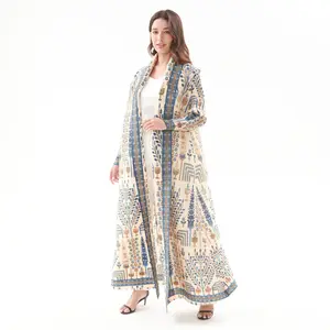 <span class=keywords><strong>Abaya</strong></span> Miyake 2025 alla Moda con Motivo Fair Isle, Plissettata, Aperta sul Davanti, Stile Vintage, Cappotto Lungo da Donna - Product Image 3