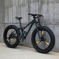 Vélo de montagne à pneus larges de 26 pouces, 21/24/27 vitesses, suspension intégrale, acier à haute teneur en carbone, vélo de neige et de plage avec freins à disque doubles