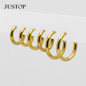 Boucles d'oreilles Huggie unisexes tendance Hip Hop, style punk classique, en acier inoxydable plaqué or avec agate, respectueuses de l'environnement, pour mariage - Product Image 1