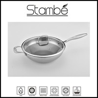 Wok Universal de Gran Capacidad para el Hogar, de Inducción, de Acero Inoxidable 304, Antiadherente, con Tapa de Vidrio