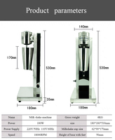 Machine à milkshake professionnelle robuste 180W, 2 vitesses variables, gobelet mélangeur en acier inoxydable 800ml