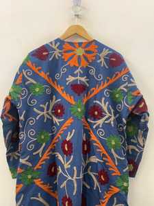 Colorful Suzani Embroidered Kimono Handmade Long Coat Festival Velvet Duster Robe Ethnic Floral Outerwear - Product Image 5