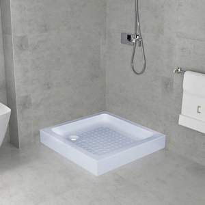 MATCH WELL Bac <span class=keywords><strong>de</strong></span> <span class=keywords><strong>douche</strong></span> moderne en acrylique <span class=keywords><strong>de</strong></span> style européen avec <span class=keywords><strong>pieds</strong></span> <span class=keywords><strong>de</strong></span> support en acier inoxydable, drain d'angle, installation facile - Product Image 4