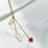 Collier Palestine en acier inoxydable plaqué or, pendentif cœur émaillé mosquée, bijoux arabes musulmans personnalisés, cadeau pour femmes