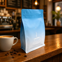 Sacs à café à fond plat imprimés sur mesure avec valve et fermeture éclair, emballage en aluminium résistant à l'humidité