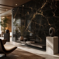 Mur d'accentuation pour hall d'hôtel WYRAX en marbre noir et or, panneau mural en marbre UV pour intérieurs commerciaux