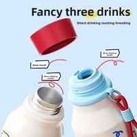 Linda Botella Termo Portátil de Acero Inoxidable con Pajita, Diseño Antiderrames al Vacío, Estilo Elegante, Doble Uso, para Negocios y Actividades al Aire Libre 12-24