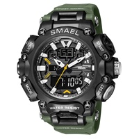 Montres de sport numériques SMAEL CHARM pour hommes 8053 Quartz 5BAR résistantes à l'eau, résistantes aux chocs, alarme, chronomètre, affichage LED