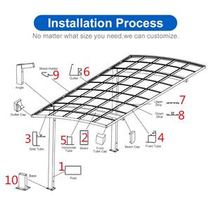 Système <span class=keywords><strong>de</strong></span> carport moderne SUNTO <span class=keywords><strong>en</strong></span> alliage d'aluminium personnalisable, double cantilever, imperméable, ignifuge, isolé thermiquement, cadre métallique pour voiture - Product Image 6