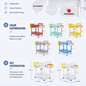Carrello Medico Professionale per Ospedali, Robusto Carrello Infermieristico <span class=keywords><strong>in</strong></span> ABS con Ruote Silenziose a 360 Gradi per Girovisite - Product Image 2