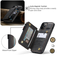 Étui de téléphone magnétique transparent mat en cuir naturel de luxe avec fonction portefeuille, protection intégrale de l'objectif de l'appareil photo, robuste pour 8 Plus