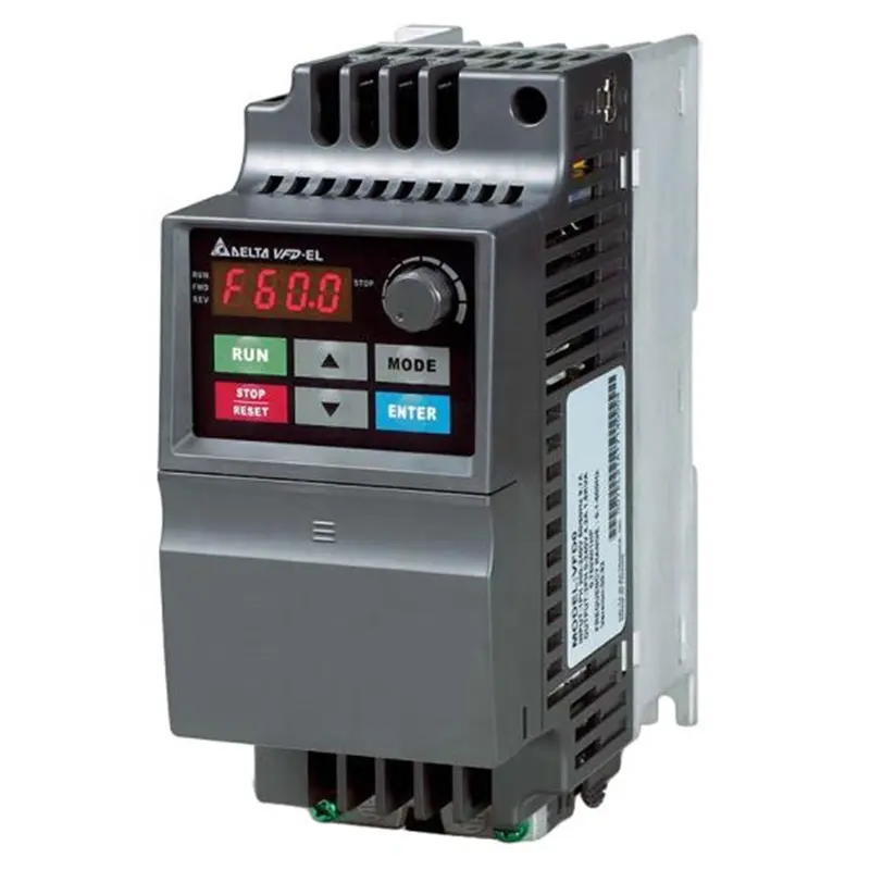 VFD-EL Serie 3ph 460V 0.75kw Originele Delta Sensorloze Vector Besturing Compacte Aandrijving Inverter Vfd007el43a 0,5hp Ac Motor Aandrijving