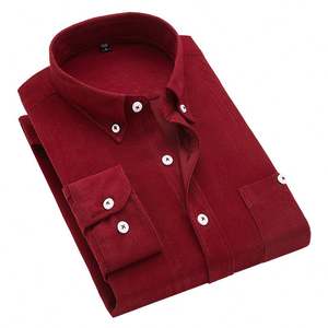 Camicia da uomo in velluto a coste a maniche lunghe, tinta unita, vestibilità slim, con colletto a risvolto e bottoni, casual, formale, da lavoro, economica, stile <span class=keywords><strong>POLO</strong></span>, <span class=keywords><strong>oversize</strong></span> - Product Image 3