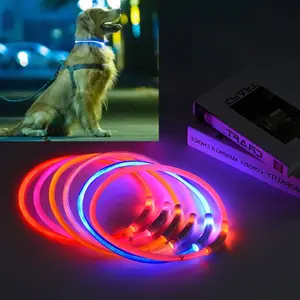 Luxe USB rechargeable LED colliers pour animaux de compagnie brillant clignotement nuit flash lumière chien collier anti-perte lumineux chien chat collier