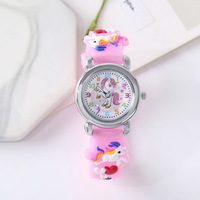 Montre pour enfants, montre de dessin animé 3D, cadran arc-en-ciel, montre analogique étanche pour filles avec mouvement à quartz, cadeau de Noël pour enfants