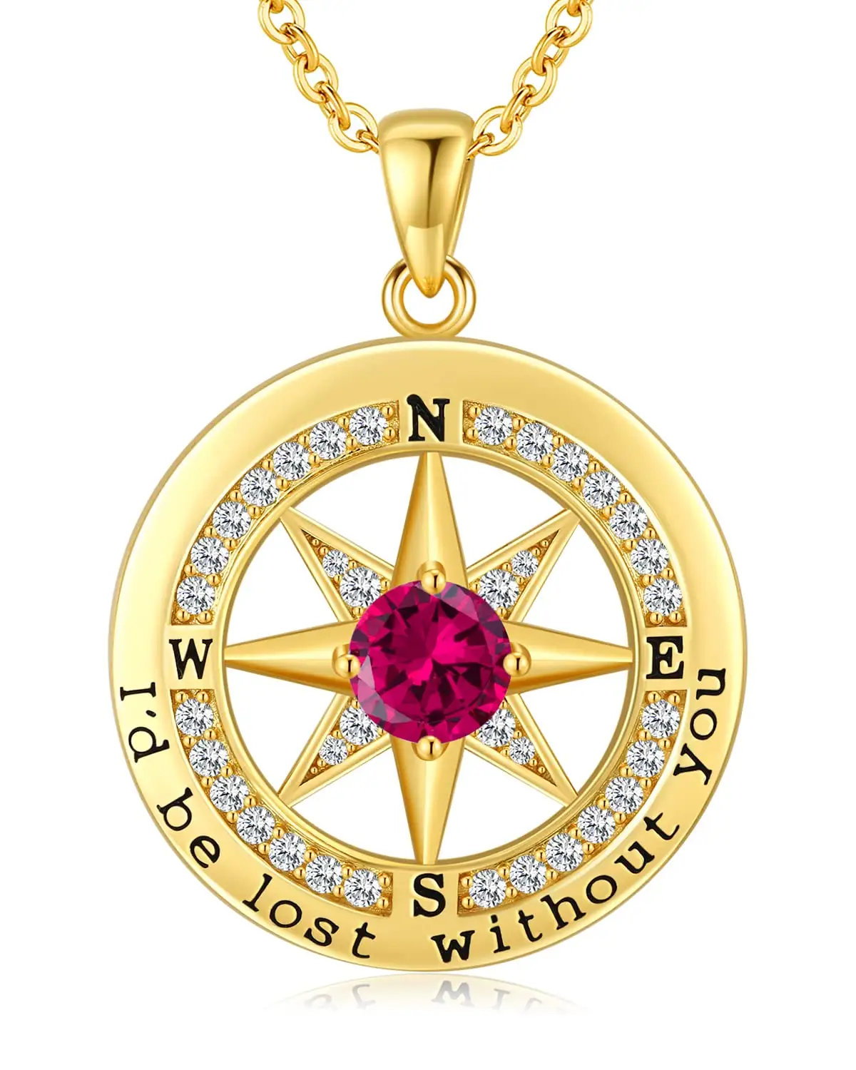 Amazon Vintage Multi coloured stone Pendant Charm Compass Jewelry S925 Necklace Gift for Wife