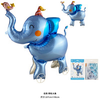 Ballons en aluminium animaux de dessin animé avec roues pour la marche : licorne, tigre, girafe, éléphant, dinosaure pour fête d'anniversaire de bébé ou enfant